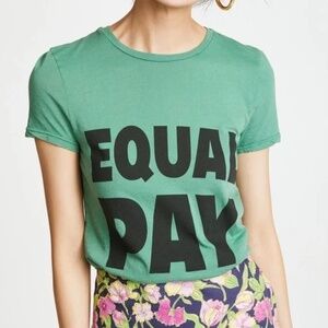 Alice + Olivia Avant Guard "Equal Pay T-shirt" in Deep Green- Size M